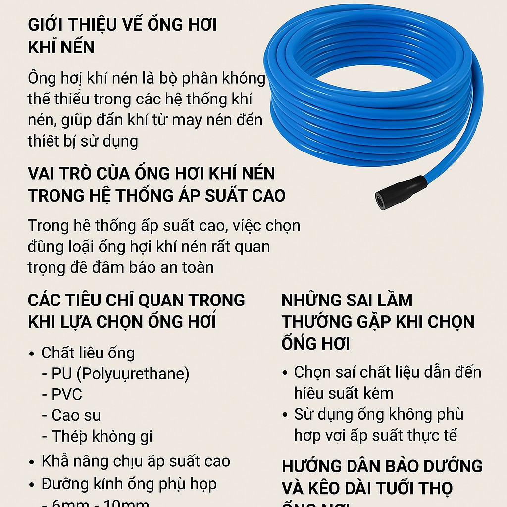 Lựa Chọn Ống Hơi Khí Nén Cho Hệ Thống Áp Suất Cao