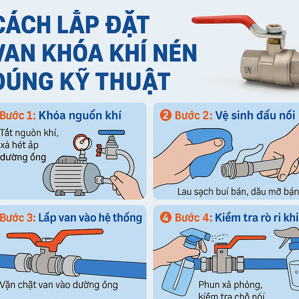 Cách lắp đặt van khóa khí nén đúng kỹ thuật – An toàn tuyệt đối