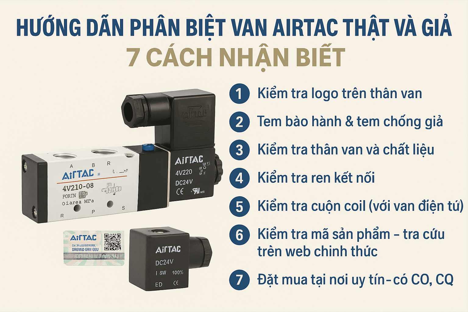 Hướng dẫn phân biệt van Airtac thật và giả – Cách kiểm tra chính xác